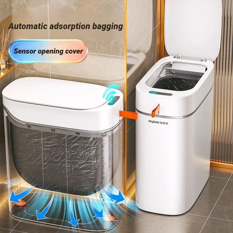 Smart Sensor Trash Can Hands-free Touch Automatic Adsorption Bags Garbage Can Waterproof Bucket  Bathroom Home For Trash Can