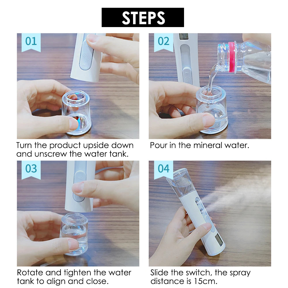 Nano Mist Sprayer Face Moisturizer Face Freshener Humidifier Facial Treatments Facial Steamer Skin Care Nebulizer Beauty Health