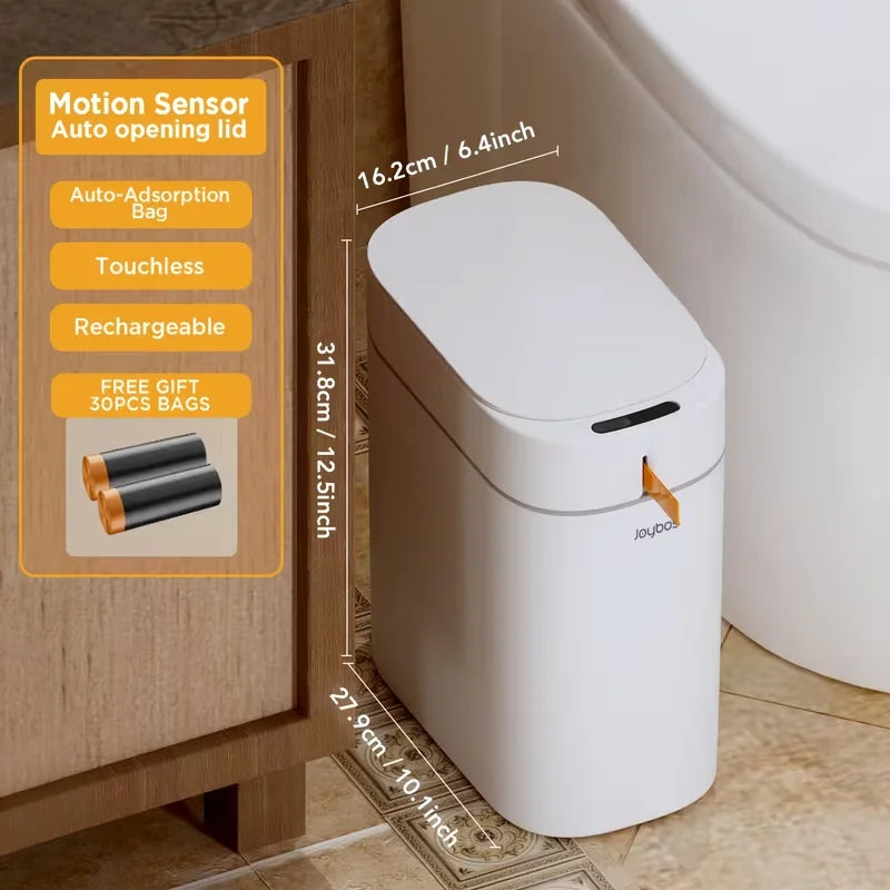Smart Sensor Trash Can Hands-free Touch Automatic Adsorption Bags Garbage Can Waterproof Bucket  Bathroom Home For Trash Can