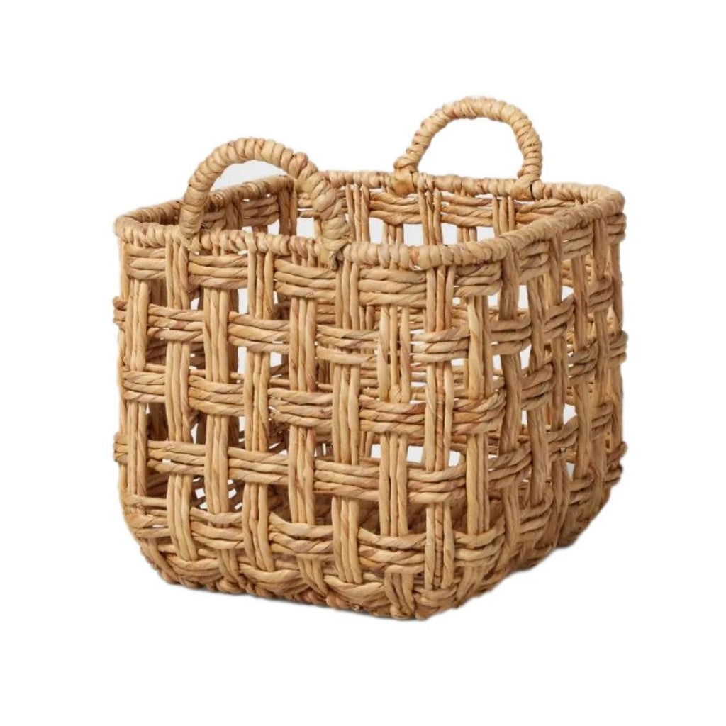 Vietnam Factory Set of 2 Rectangle Natural Water Hyacinth Basket Handle Eco-Friendly Folding Laundry & Clothing Storage Baskets