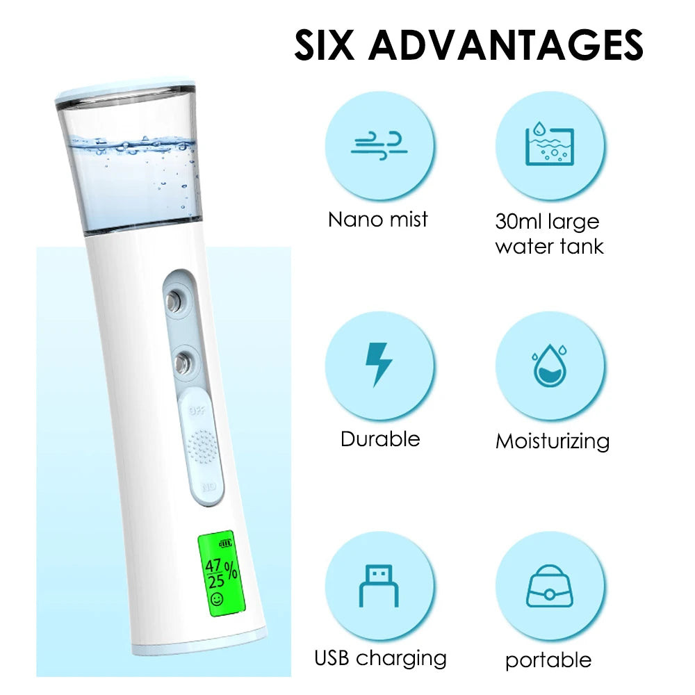 Nano Mist Sprayer Face Moisturizer Face Freshener Humidifier Facial Treatments Facial Steamer Skin Care Nebulizer Beauty Health