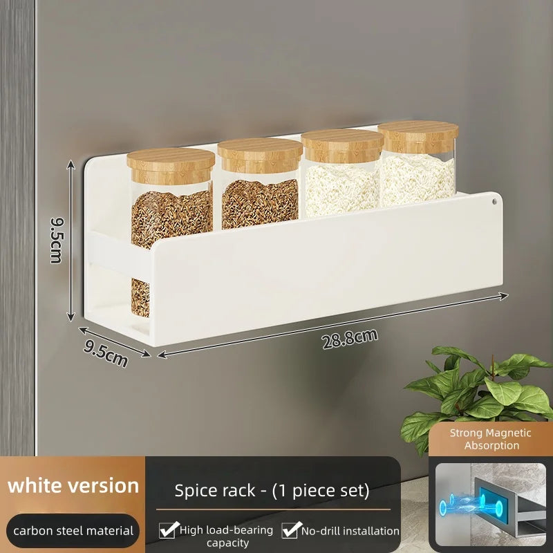 Magnetic Spice Storage Rack Organizer for Refrigerator and Oven Black Fridge Organizers Magnetic Fridge Shelf Spice Storage Rack