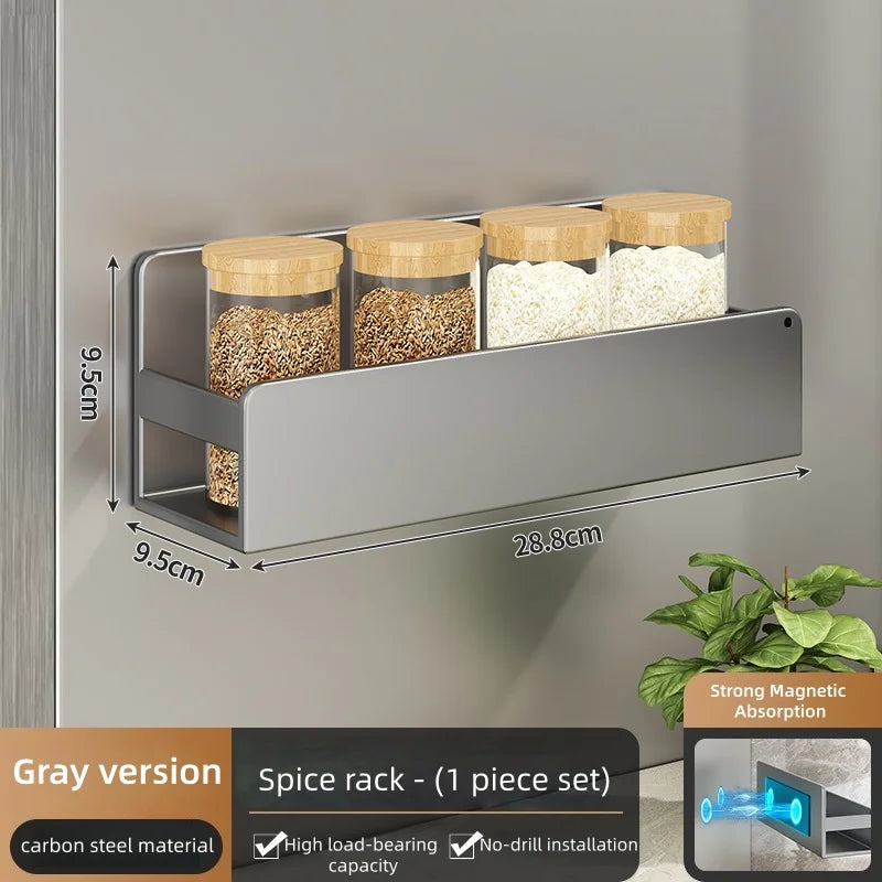 Magnetic Spice Storage Rack Organizer for Refrigerator and Oven Black Fridge Organizers Magnetic Fridge Shelf Spice Storage Rack