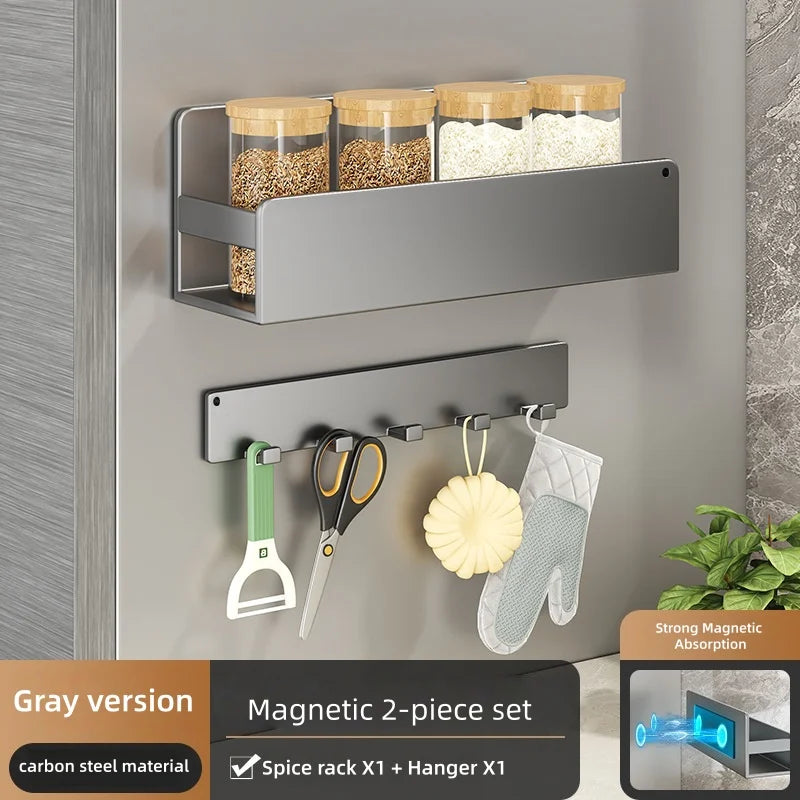 Magnetic Spice Storage Rack Organizer for Refrigerator and Oven Black Fridge Organizers Magnetic Fridge Shelf Spice Storage Rack