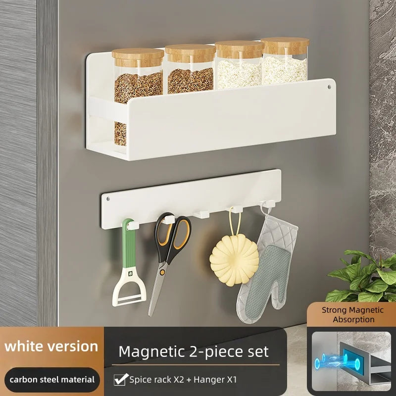 Magnetic Spice Storage Rack Organizer for Refrigerator and Oven Black Fridge Organizers Magnetic Fridge Shelf Spice Storage Rack