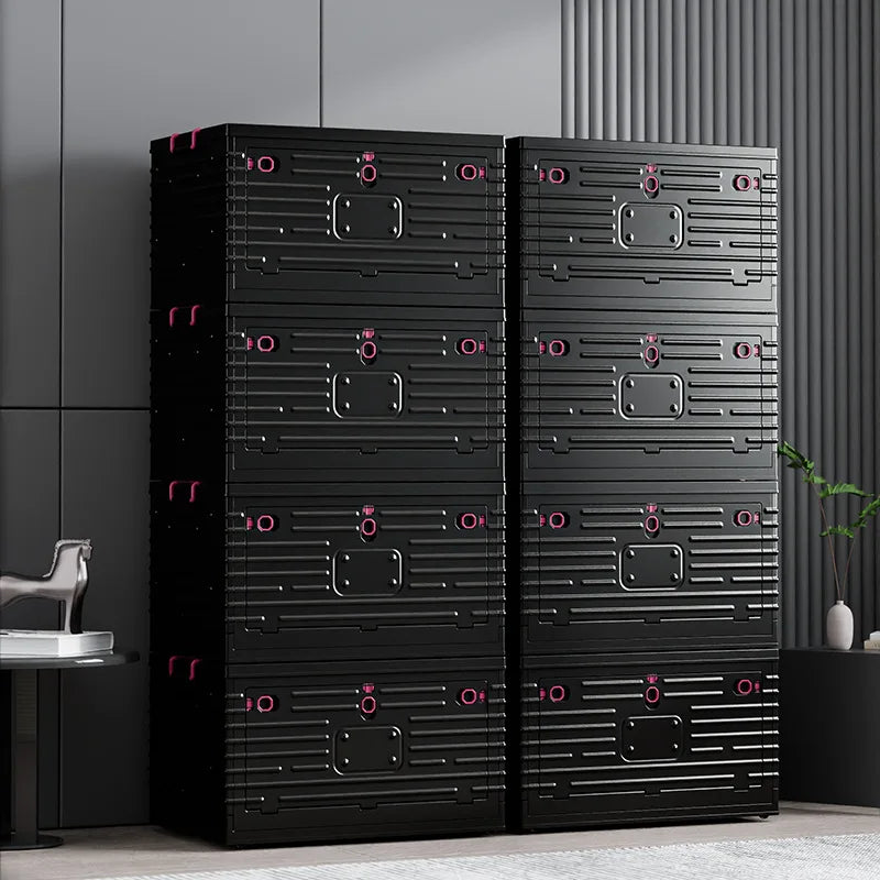 Foldable Storage Box Transparent Black Wardrobe Closet Organizer Stackable Toy Storage Foldable Plastic Storage Box