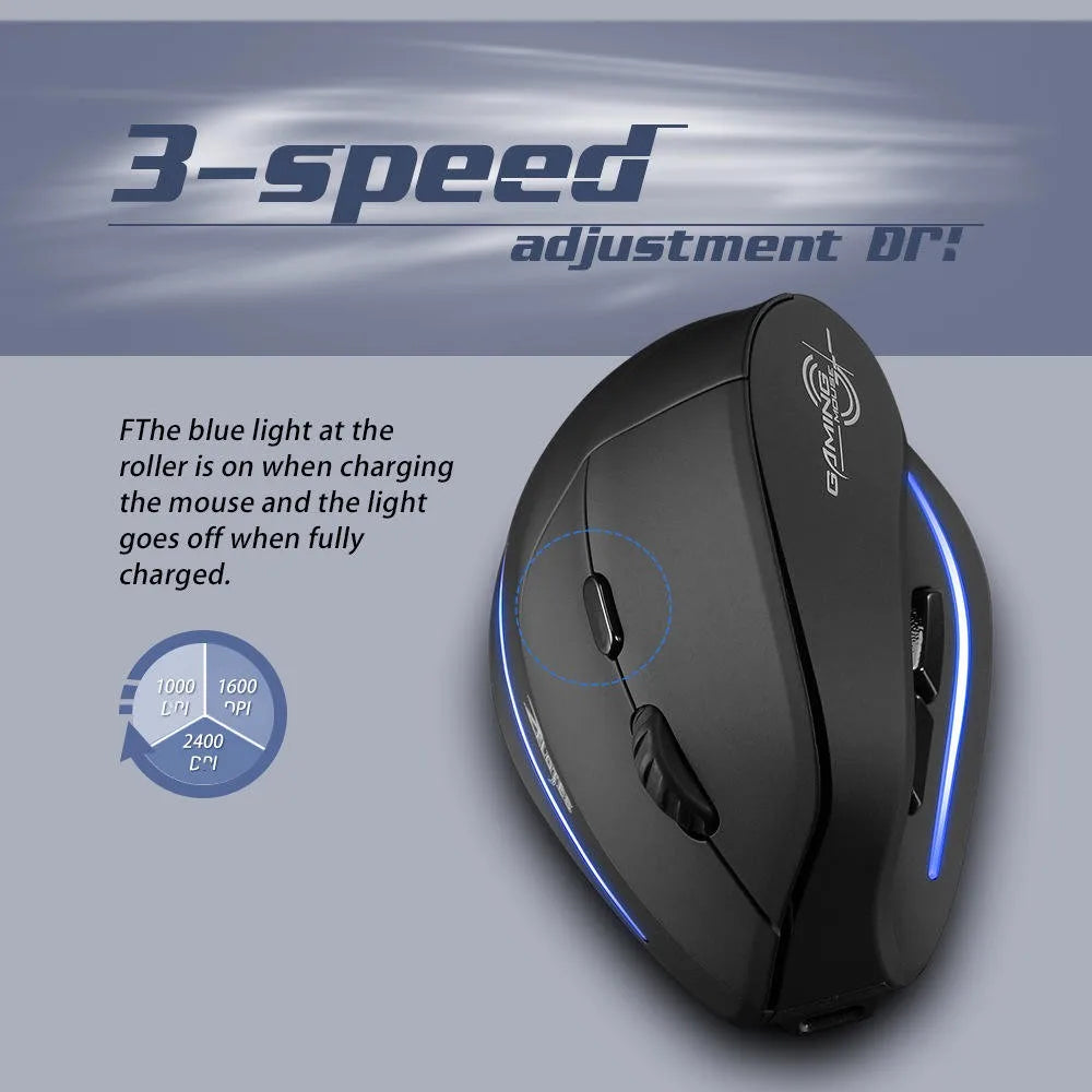 ZELOTES F35B 3-mode 2.4GHz Wireless MOUSE  RGB Backlit Vertical Gaming Mouse Rechargeable PC/Laptop Compatible 7 Buttons