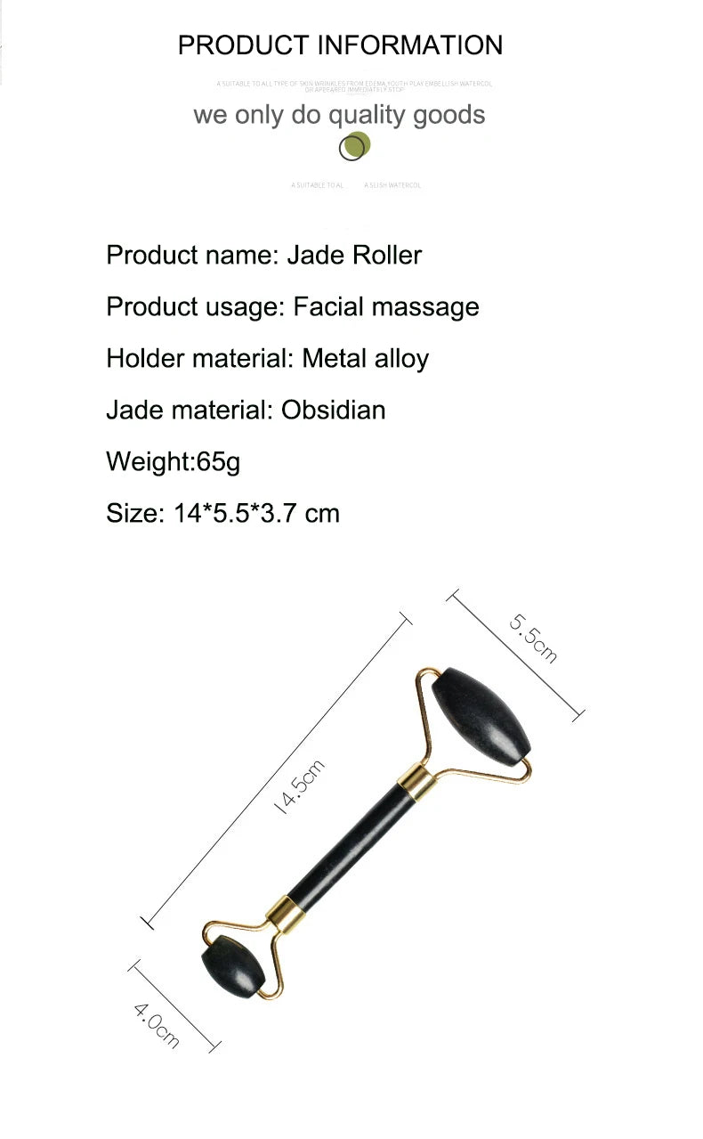 Natural Obsidian Black Face Jade Roller Facial Massage Tool for Skin Care Black Face Massage Roller Facial Massager