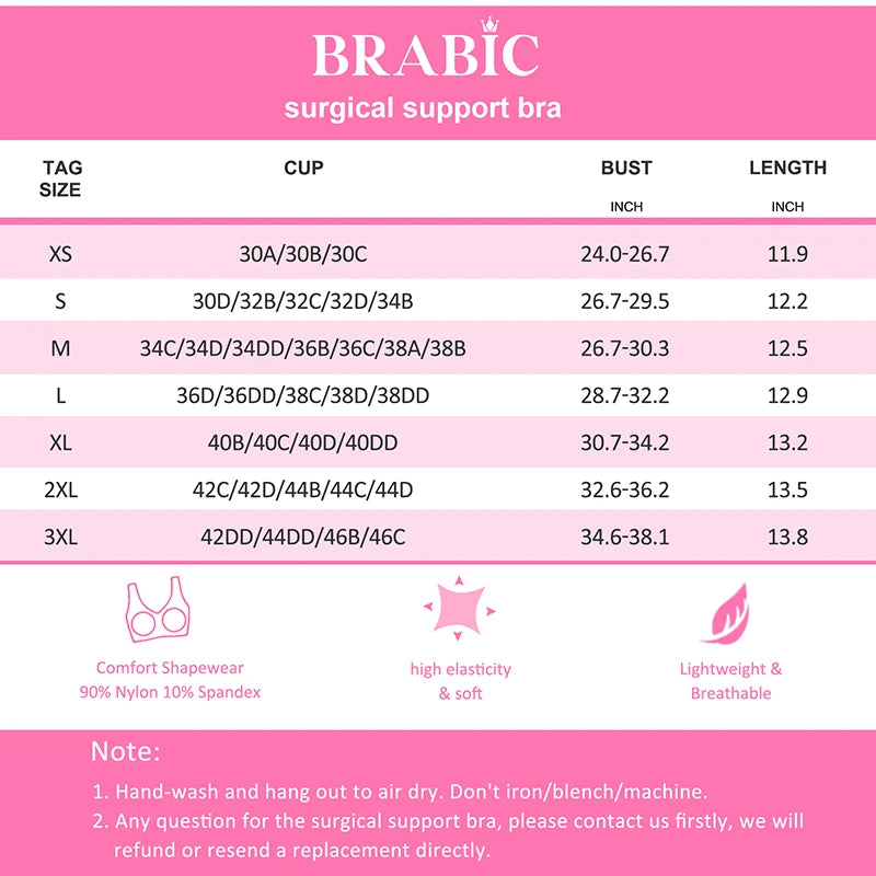 Women Posture Corrector Top Breast Cancer Compression Mastectomy Augmentation Post Surgery Surgical  Shaper Shapewear Bra