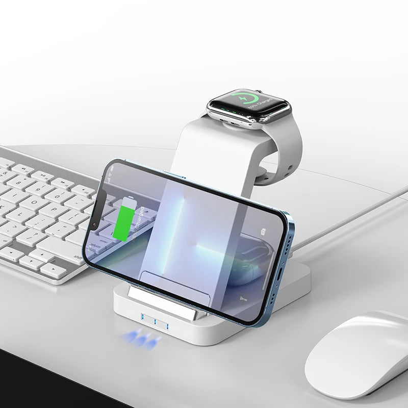 Funxim S5 Smart Technology Magnetic 3-in-1 Wireless Charger Fast Charging Earphone Smart Watch iPhone CE RoHS Certified Hot