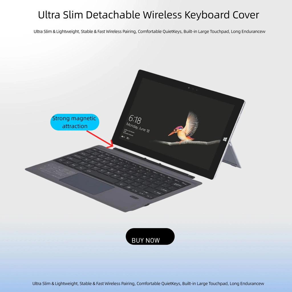 Slim BT 5.0 Wireless Keyboard with  Touchpad Multi-Device Backlit BT Wireless Keyboard for Tablet Surface Pro3 4 5 6 7  Windows