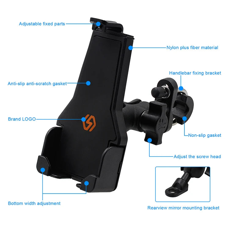 Motorcycle Phone Stand Universal High Quality Adjustable Aluminum Alloy Outdoor Mobile Phone Holders for Motor Bikes