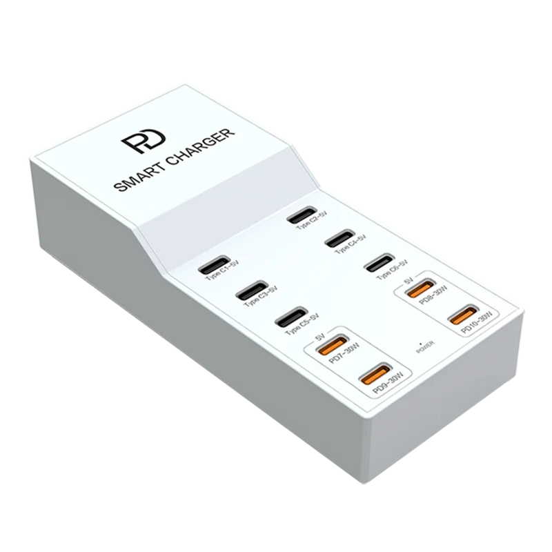 72W 10-Port PD Fast Charging Station Compact USB-C Hub for Office & Travel Simultaneous Charging for Phone, Tablet & Accessories