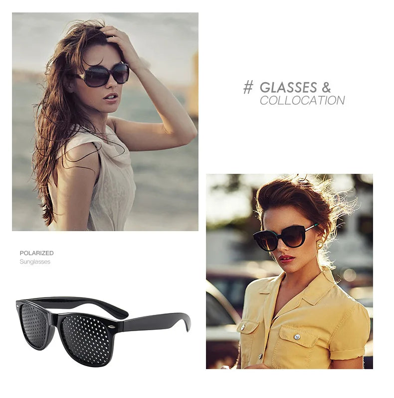 Black Eyesight Improvement Care Exercise Eyewear Glasses Training Cycling Eyewear Pin Small Hole Sunglass Camping Eyeglasses