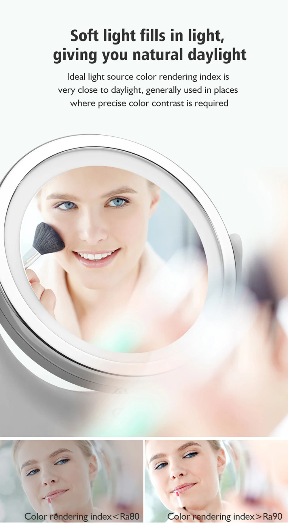 LED Makeup Mirror 1X 5X Magnification Rotating Portable Double Sided Cosmetic Mirrors With LED Light Lamp Dressing Vanity Mirror