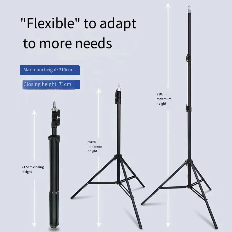 Spot Goods 210cm Phone Stand With Cellphone Holder Adjustable Light Stand Dslr SLR Camera Ring Light Stands Tripod