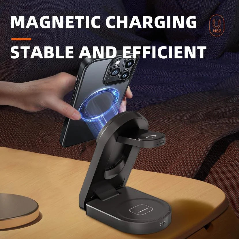 Wholesale Foldable Magnetic 15W 3-in-1 Wireless Charger Portable Fast Charging Dock Holder for AirPods IWatch for iPhone 10W