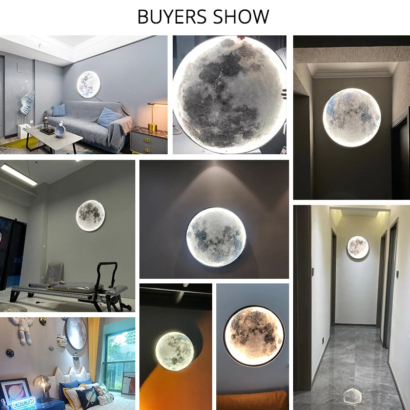 Modern LED moon wall lamp bedroom bedside lamp Nordic creative minimalist aisle living room background wall decorative wall lamp