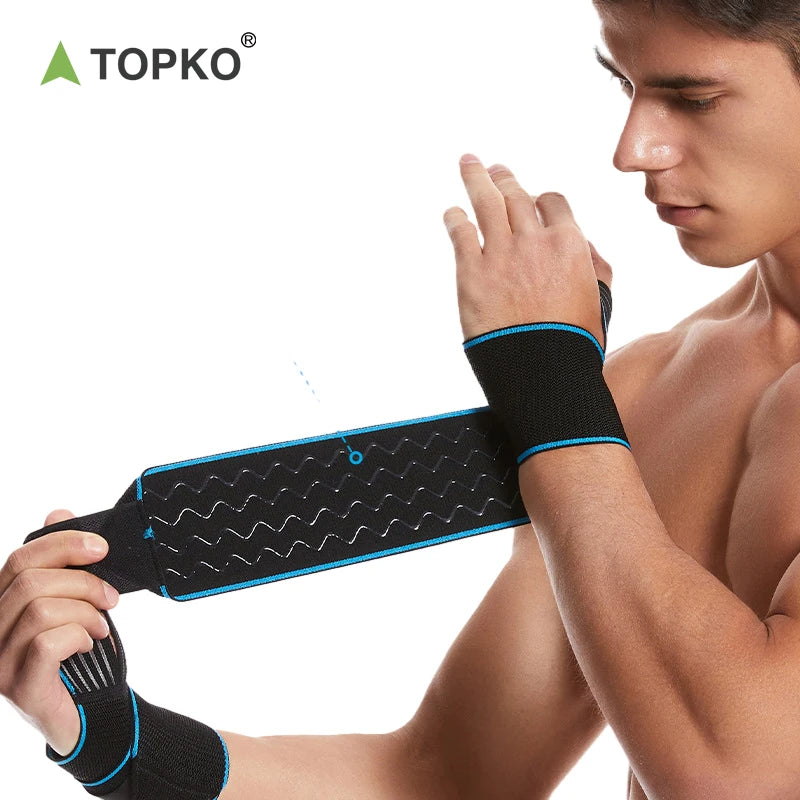TOPKO Stocked Weightlifting Powerlifting Gym Cotton Wrist Wraps Workout Fitness Wrist Support Wraps