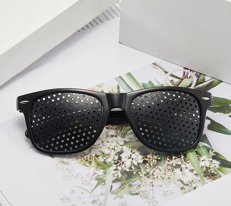 Black Eyesight Improvement Care Exercise Eyewear Glasses Training Cycling Eyewear Pin Small Hole Sunglass Camping Eyeglasses