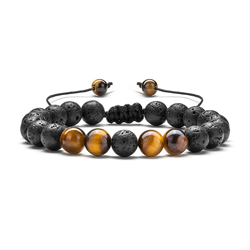 4 Pcs/Set Lava Aromatherapy Bracelet Tiger Eye Stone 7 Chakras Yoga Essential Oil Diffuser Bracelet