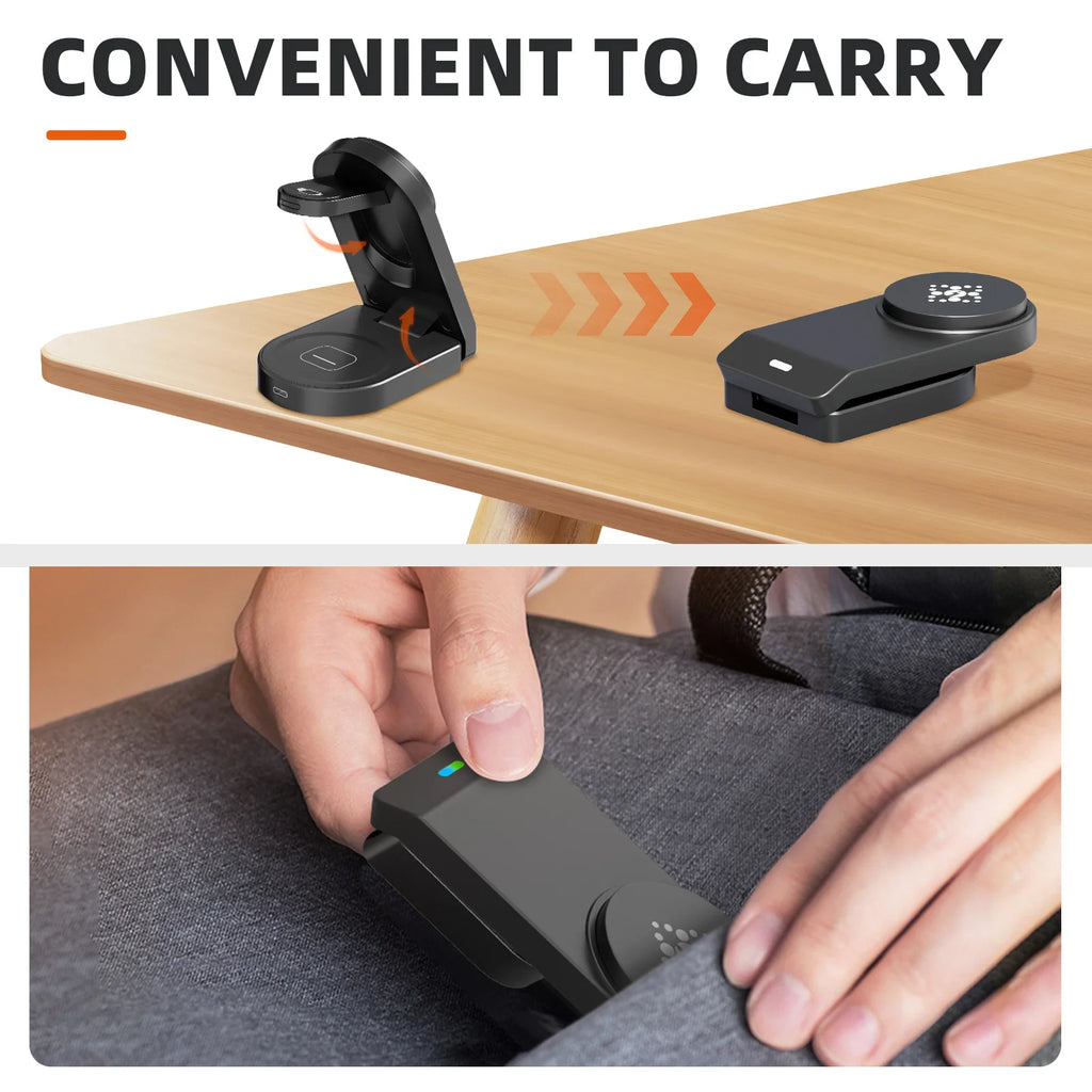 Wholesale Foldable Magnetic 15W 3-in-1 Wireless Charger Portable Fast Charging Dock Holder for AirPods IWatch for iPhone 10W