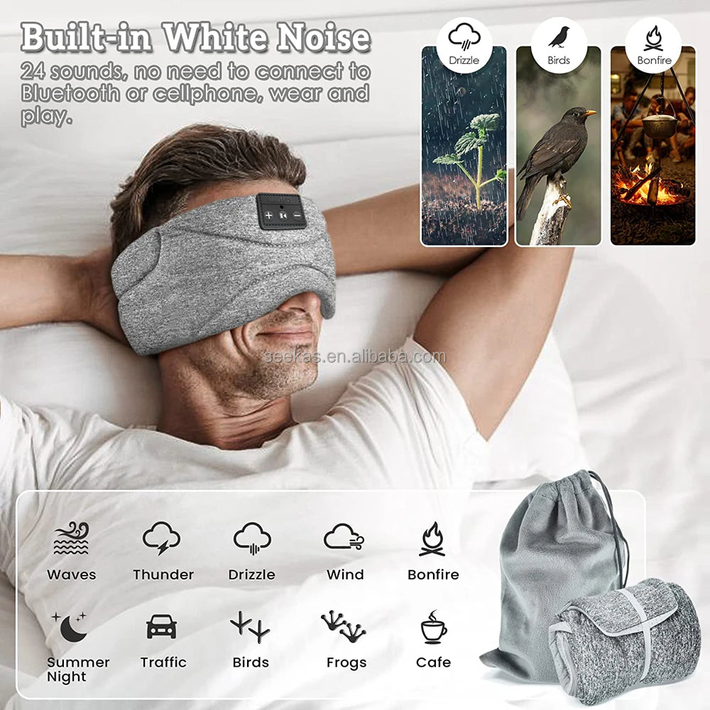 Bluetooth Sleep Mask With Thin Speakers Sleepmask With V5.2 Wireless Headphones 35 Hours Playtime for Side Sleeper Drop Shipping