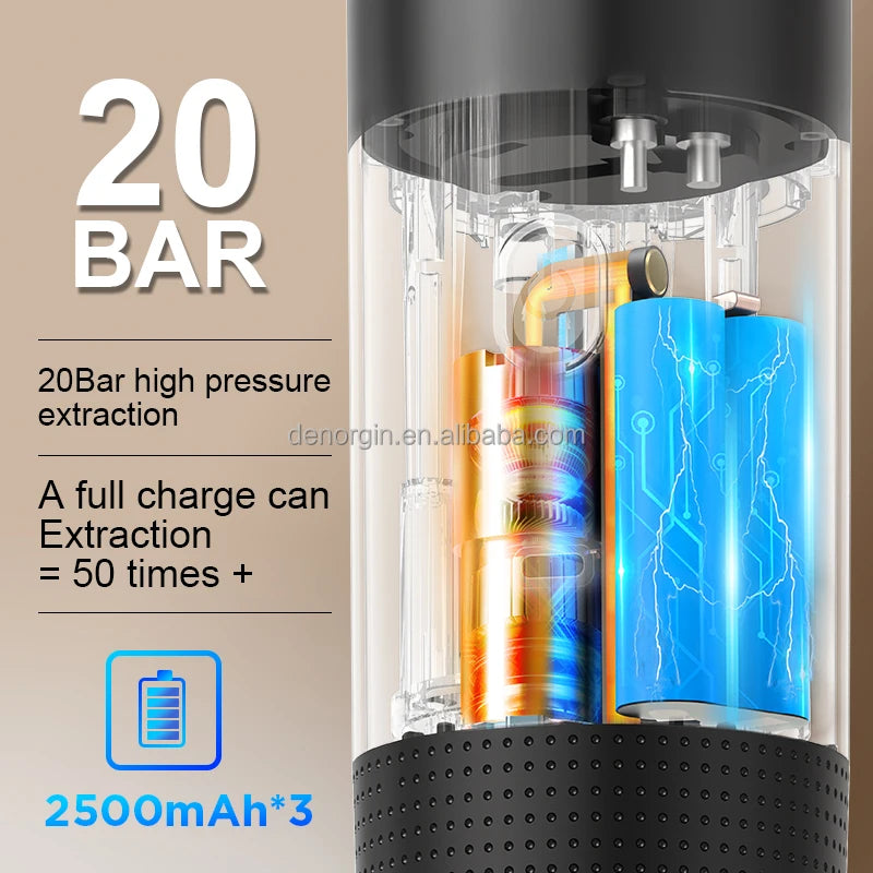 20 Bar Automatic Portable Espresso Maker Battery/USB Fast Heating Household Car Use Spanish Compatible Ground Coffee Capsules