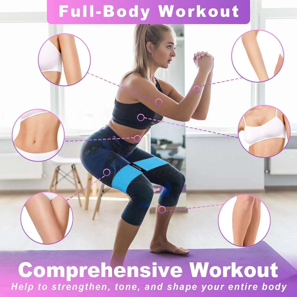 Zakerda Set of 3 Fabric Loop Resistance Bands Elastic Hip Fitness Body Building Training Yoga  Stretch Bands for Exercise