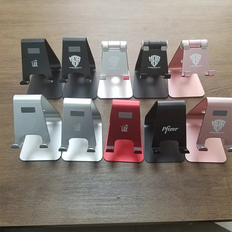 Custom Color logo Cell Phone Stand Aluminium Alloy Cell Phone Tablet PC Desk Holder Universal Aluminium Mobile Phone Stand