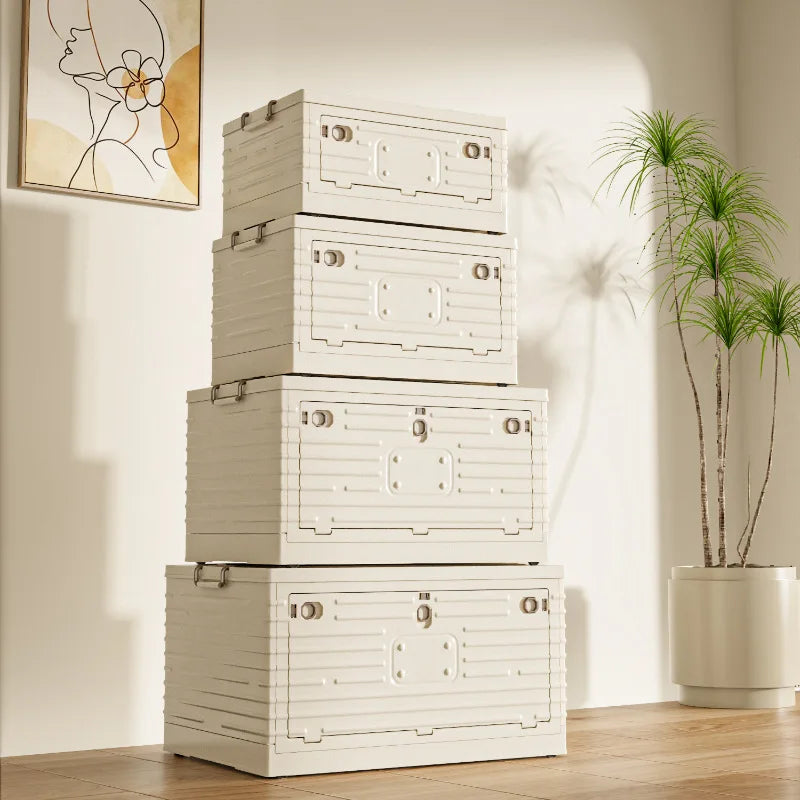 Foldable Storage Box Transparent Black Wardrobe Closet Organizer Stackable Toy Storage Foldable Plastic Storage Box