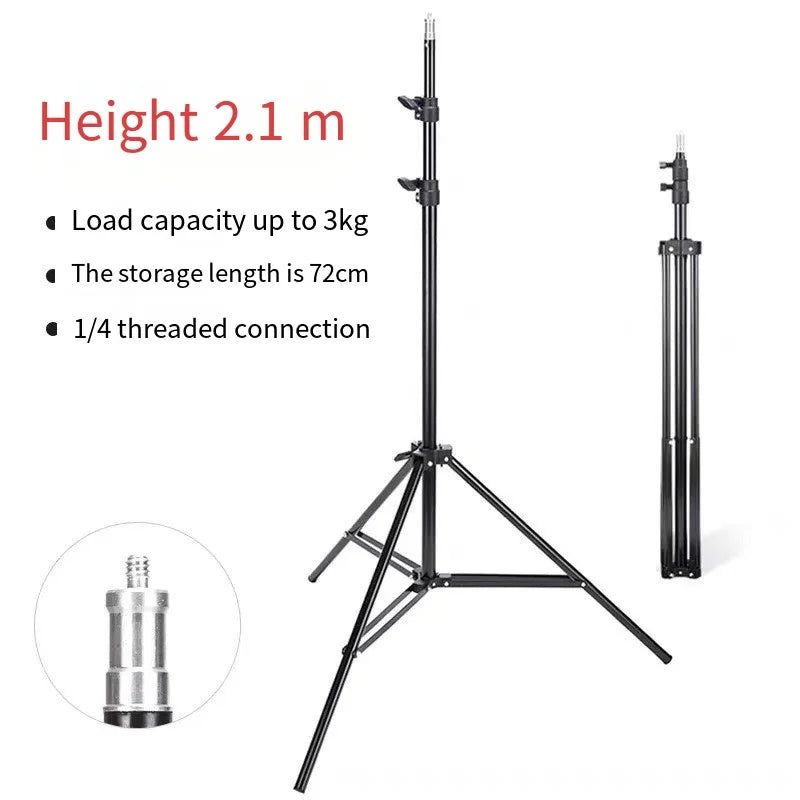 Spot Goods 210cm Phone Stand With Cellphone Holder Adjustable Light Stand Dslr SLR Camera Ring Light Stands Tripod