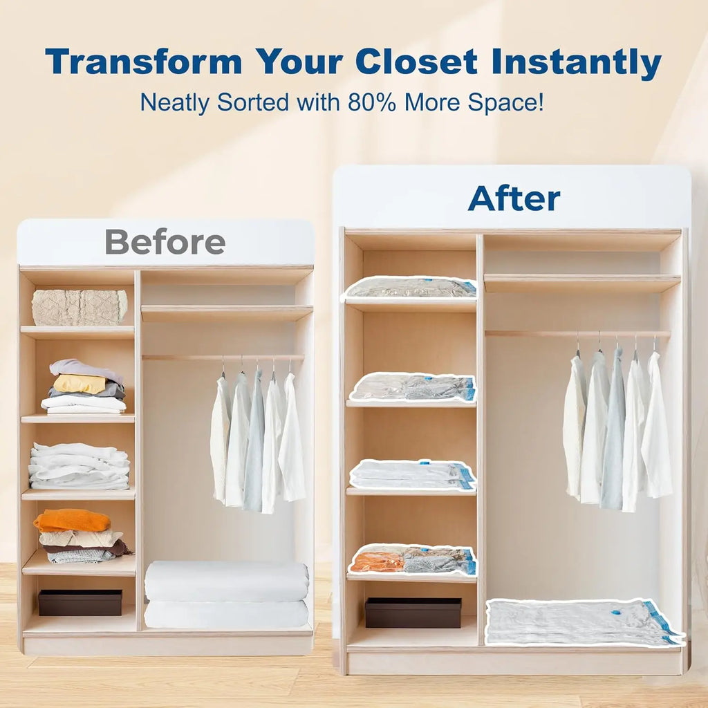 Valve for Travel Clothes Vacuum Bag Set Space Saver Vacuum Storage Bags with Pump Multifunction Transparent Modern Rectangle