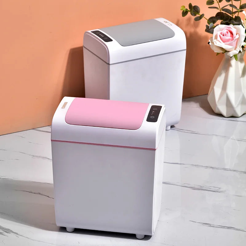 Plastic Led Smart Trash Can Sensor-type Smart Bin Intelligent Automatic  Kitchen Garbage Bin Touch-Free Garbage Can with Lid