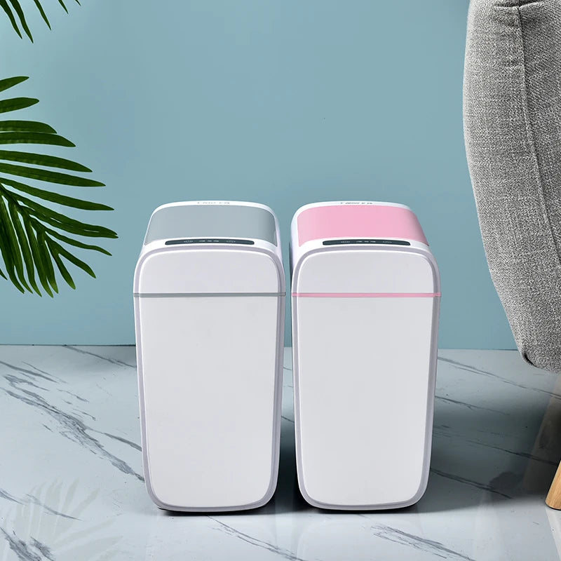 Plastic Led Smart Trash Can Sensor-type Smart Bin Intelligent Automatic  Kitchen Garbage Bin Touch-Free Garbage Can with Lid
