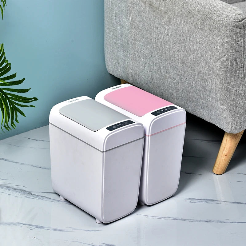 Plastic Led Smart Trash Can Sensor-type Smart Bin Intelligent Automatic  Kitchen Garbage Bin Touch-Free Garbage Can with Lid