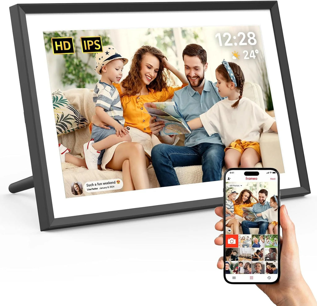 Frameo Digital Picture Frame 10.1 Inch Smart WiFi Digital Photo Frame 32GB with IPS Touch Screen, Easy to Share Photos or Videos