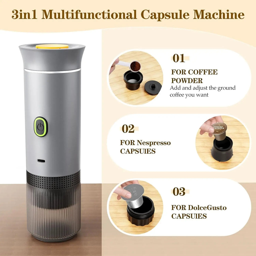 Outdoor Portable Mini Capsule Travel Portable Espresso Maker Battery Electric Car Personal Coffee Maker Machine