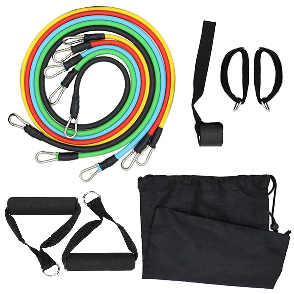 Custom 11 Pcs Latex Elastic Tube Exercise Loop Pull up Fitness 11Pcs Resistance Bands Set