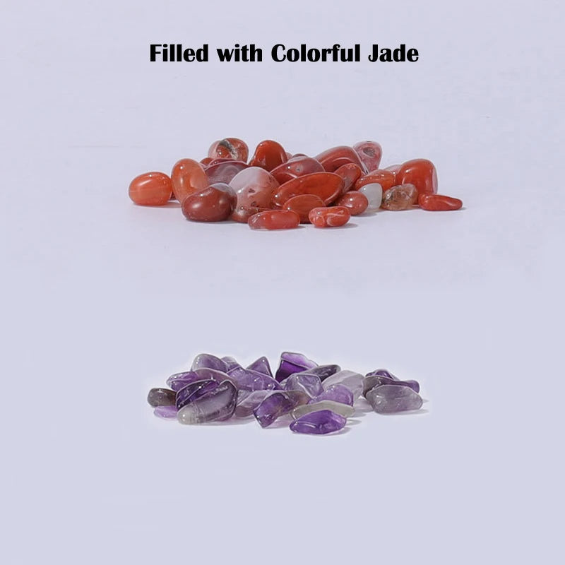 10Pcs 10ml Roll On Bottle Essential Oil Natural Jade Roller Bottles with Crystal Chip Glass Travel Refillable Bottle Containers