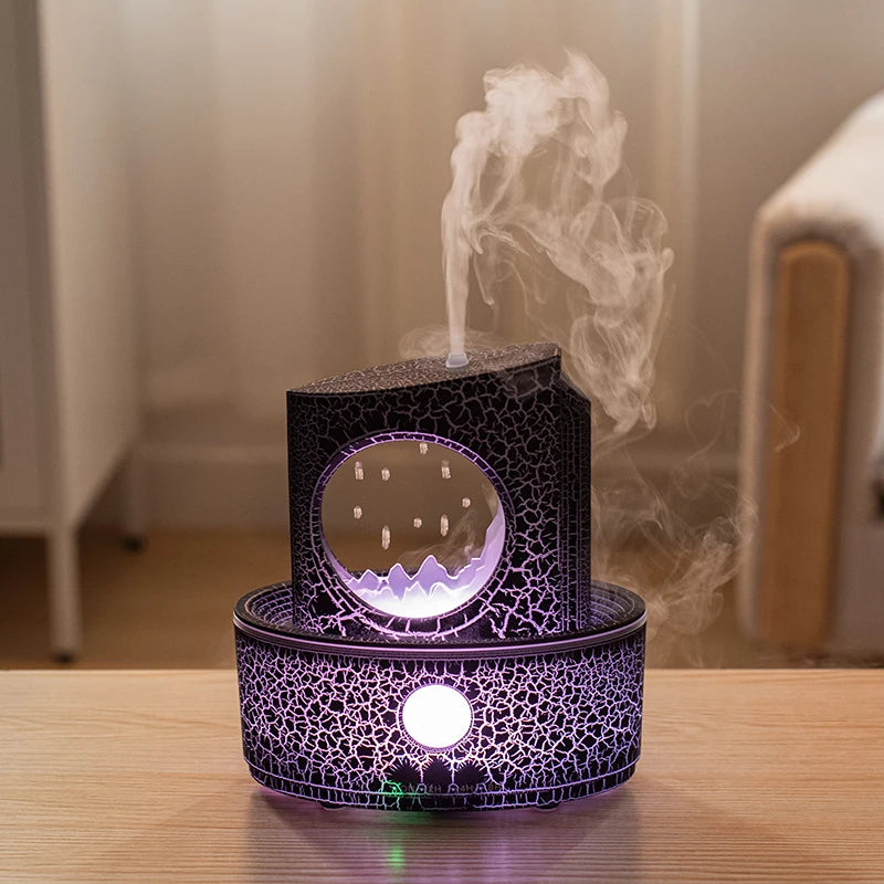 Crack Color Moon Water Drop Rain Essential Oil Diffuser Small Night Light Wireless Remote Control Mist Humidifier