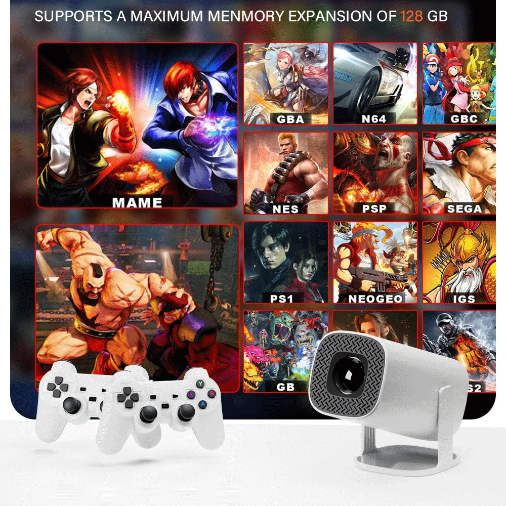 S40Max Game Mini Projector Smart TV Android 11 Wifi Portable Home Theater LED Pocket 10000 3D Games Console Video Play Projector