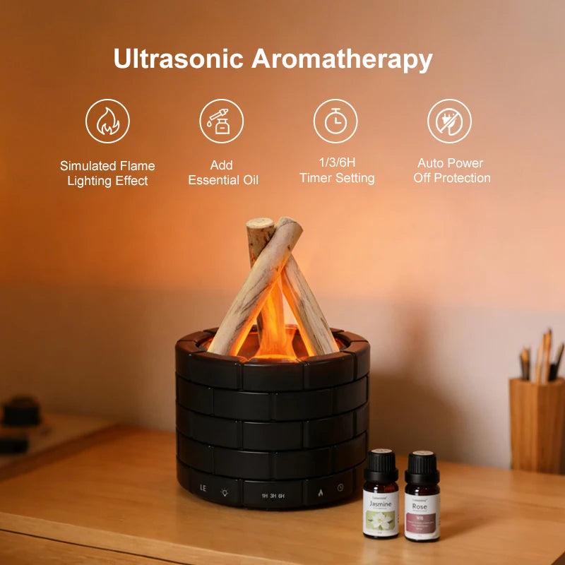 Smart Electronic USB Simulated Fire Aroma Diffuser Essential Oil Ultrasonic Flame Humidifier