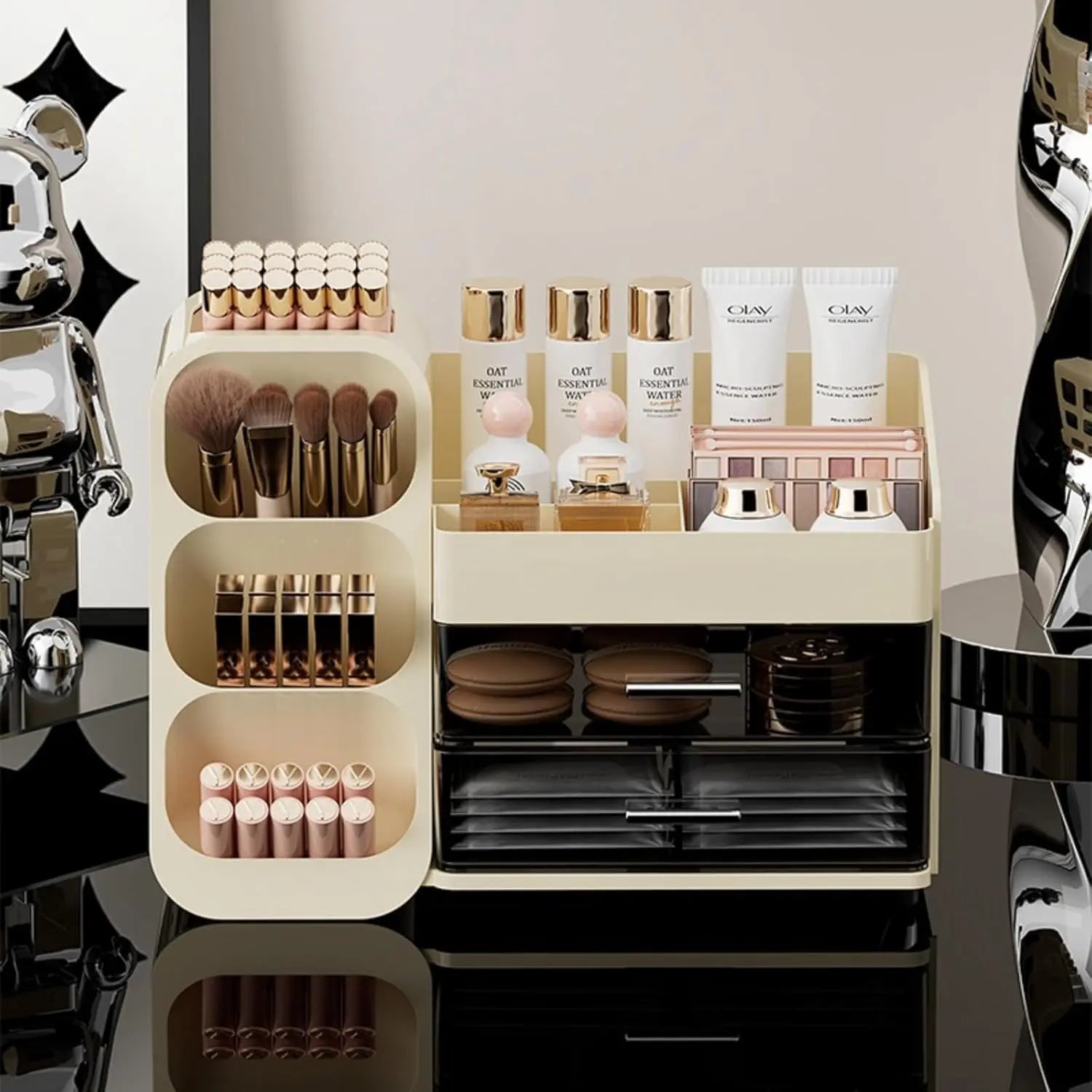 Jewelry Organizer with Drawers Plastic Multifunctional for Vanity Spacious Display Case Perfect Storage Solution