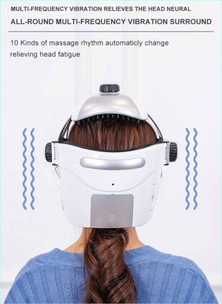 Electric Head Massager Home Relaxing Scalp Automatic Hot Compress Bluetooth Music Function Headache Air Kneading Massager Helmet