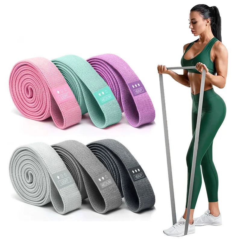 Polyester Fabric Long 3-Level Booty Resistance Bands for Fitness Yoga Stretching Exercise-Eco-Friendly & Portable