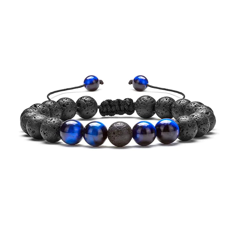 4 Pcs/Set Lava Aromatherapy Bracelet Tiger Eye Stone 7 Chakras Yoga Essential Oil Diffuser Bracelet
