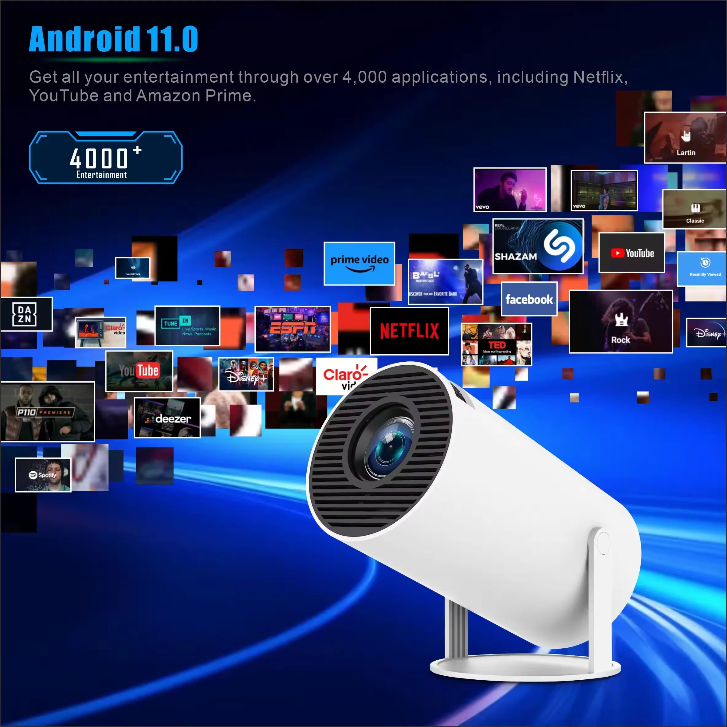 Hy300 Video Projector Screen Newest Smart Home Theater Projecteur Portable Auto HD Proyector Mini Projector