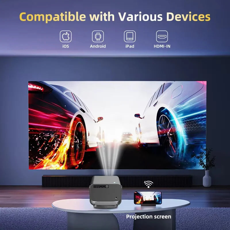 Paihao A10 Pro Smart Video Cinema Mini Projector, Auto Focus HD 1080P Android13 5G WiFi 6 Max 4K Home Theater Portable Projector