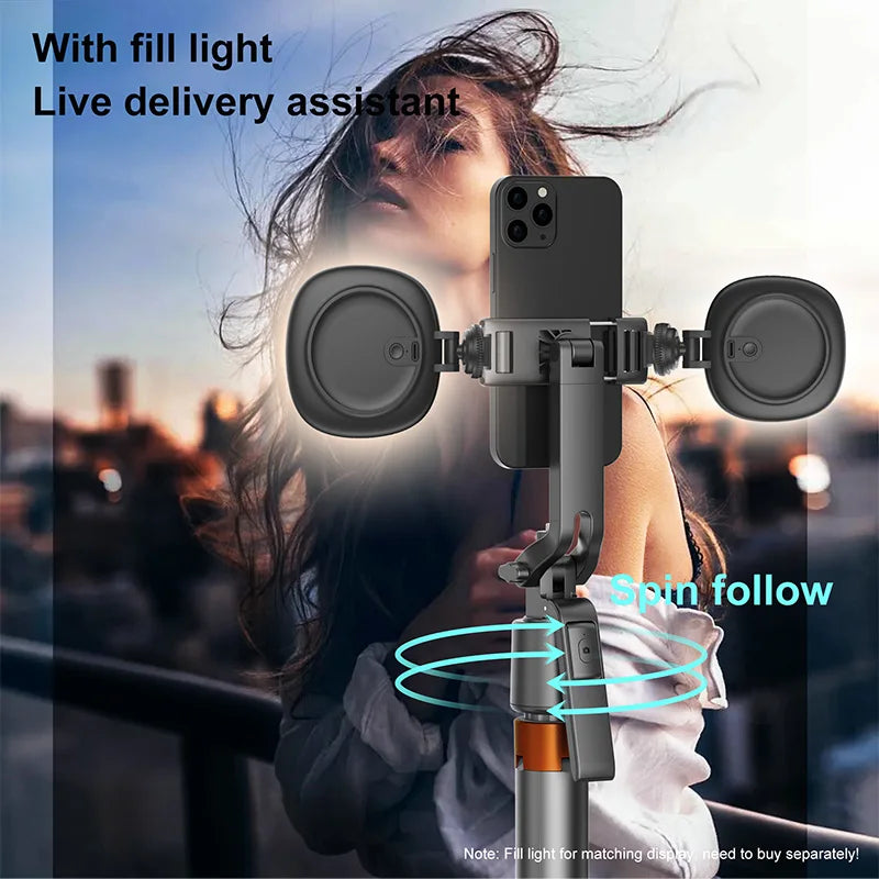 Auto Face Tracking 360 Rotation Phone Stand Extendable Tripod with Light Gesture Control No App for Vlog Live Streaming Video